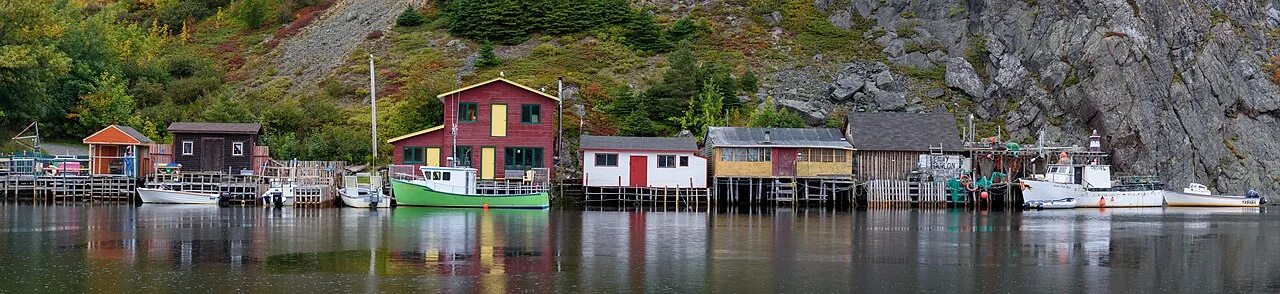 Boats and waterfront buildings at Quidi Vidi harbour, St. John's